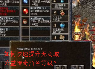 如何快速提升无商城公益传奇角色等级? 如何快速提升无商城公益传奇角色等级?